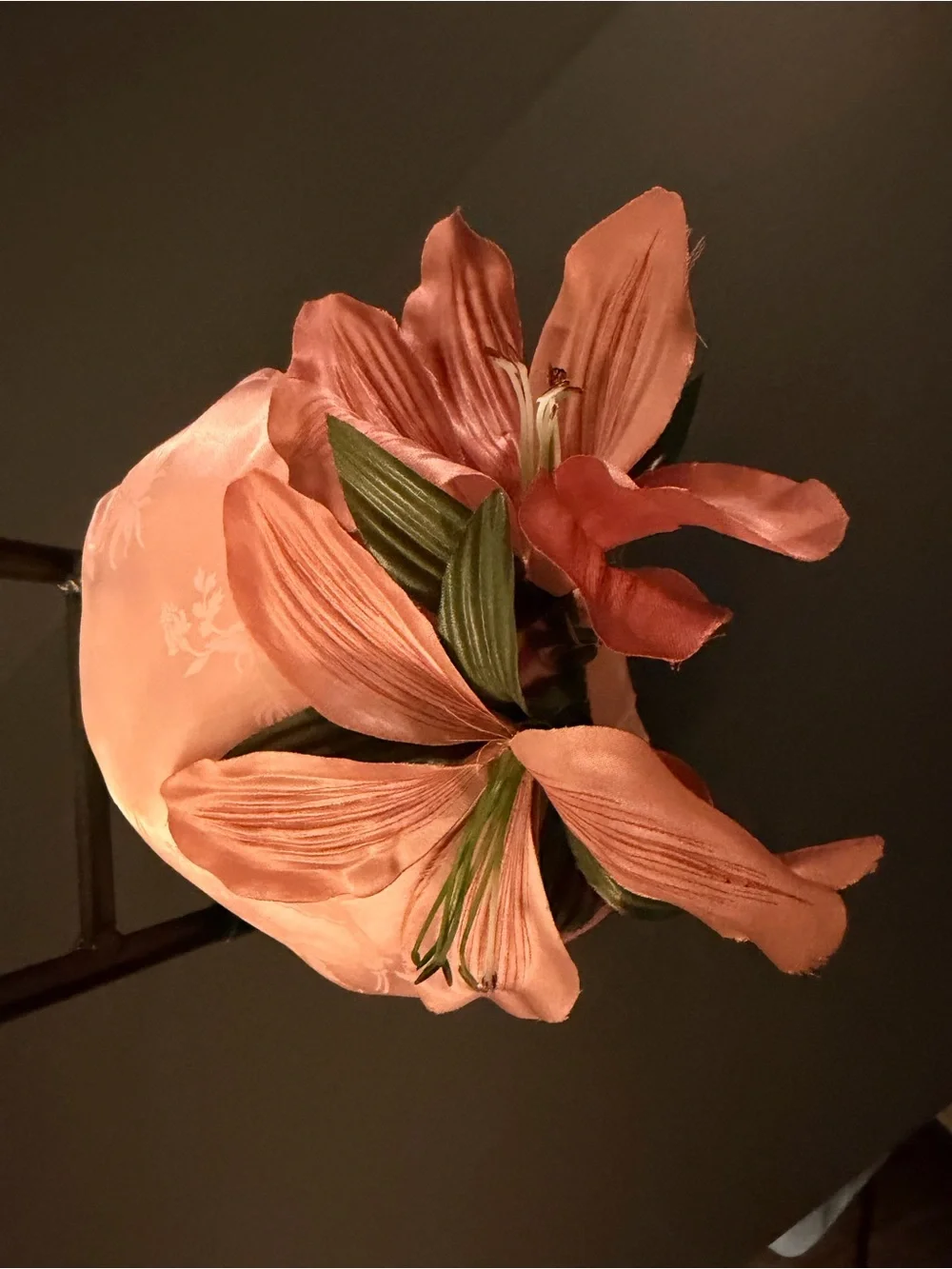 VTG 1950’s Pink Lily Fascinator Cocktail Percher Hat Hand Crafted Mid Century